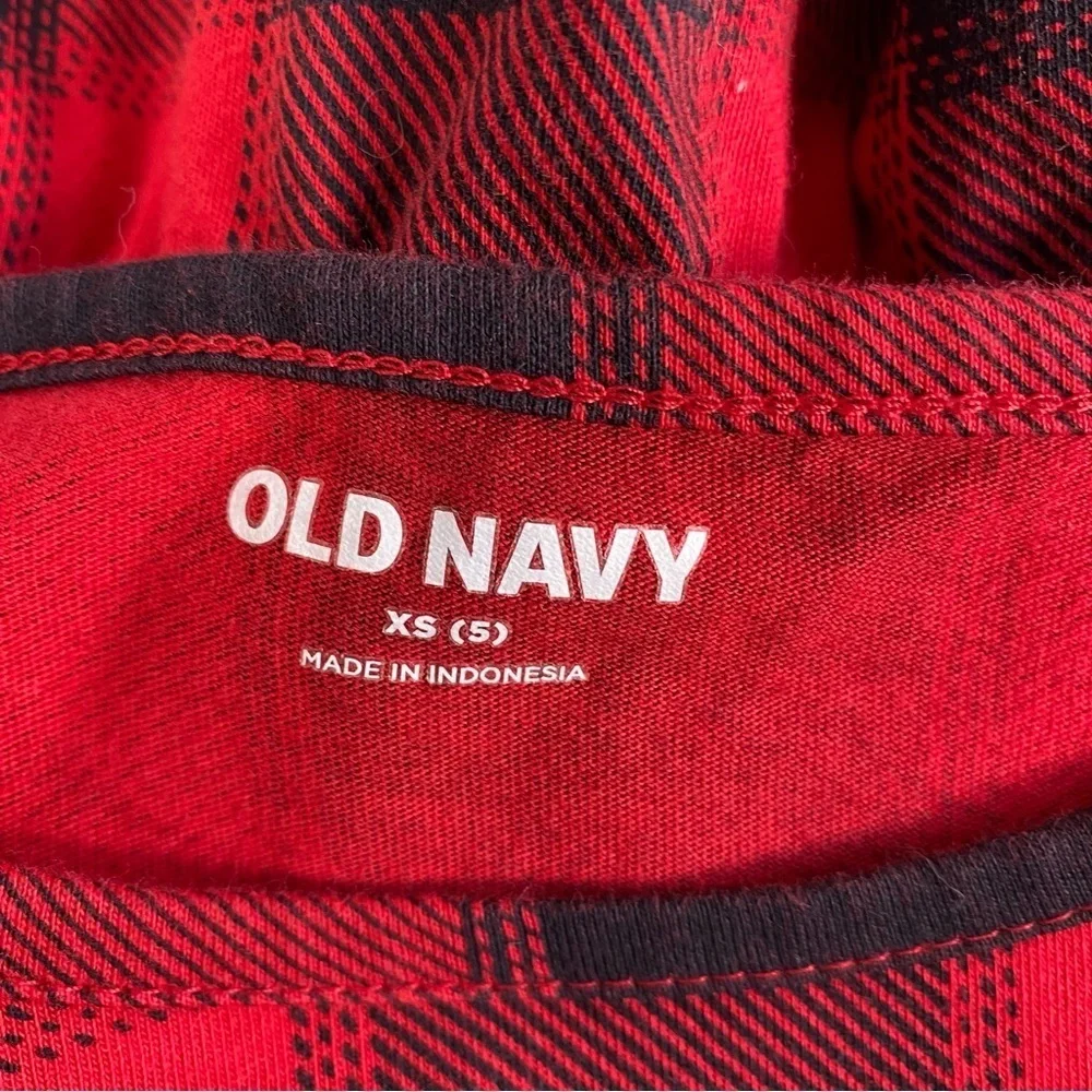Old Navy Red Buffalo Check Plaid Tiered Ruffled Dress